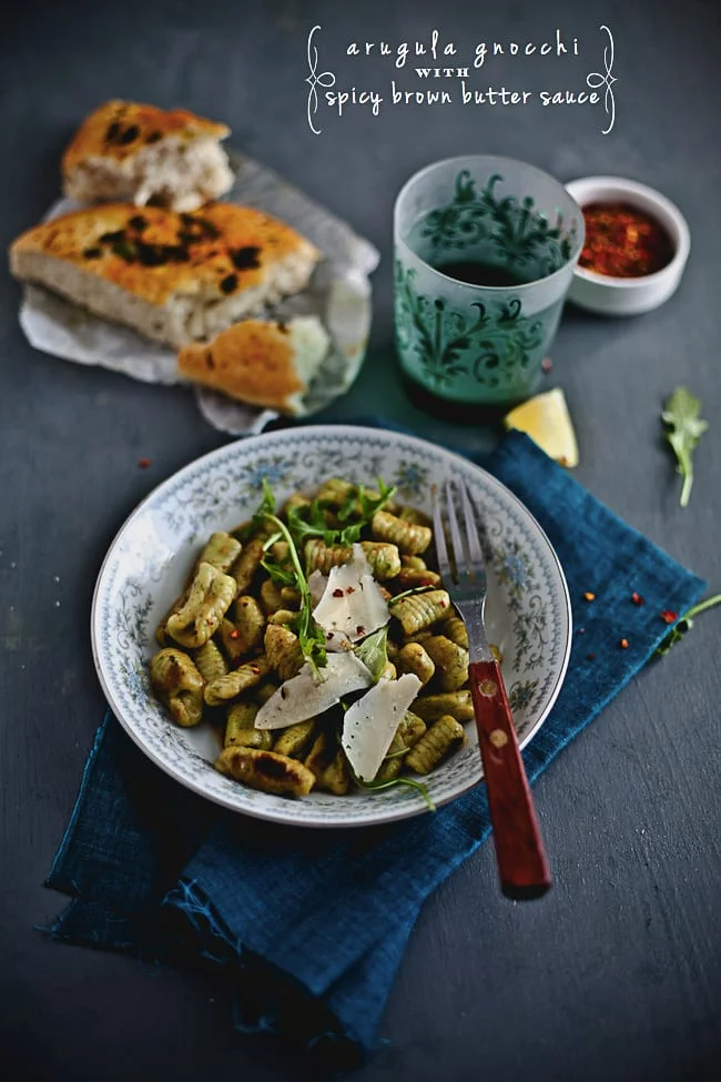 Arugula Gnocchi with Spicy Brown Butter Sauce