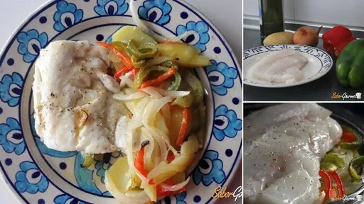 Merluza al horno con verduras