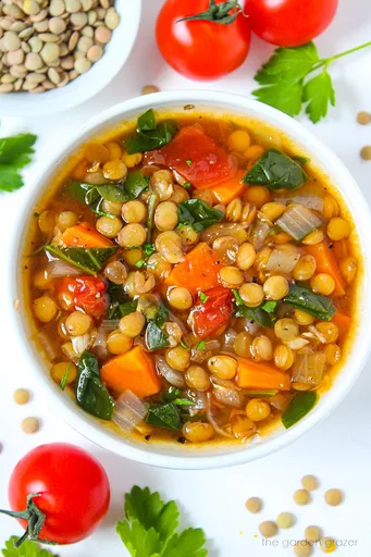 Sopa de lentejas y espinacas (¡fácil!)