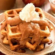 Apple Buttermilk Waffles with Apple Bourbon Sauce