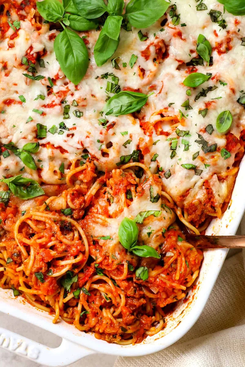 Espaguetis al horno fáciles