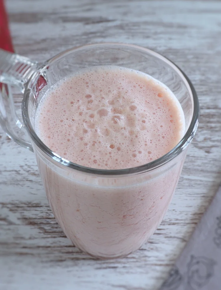 Batido de morango e pêssego