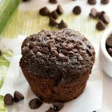 Chocolate Chocolate Chip Zucchini Muffins