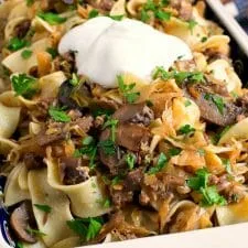 Lazanki with Mushrooms and Beef
