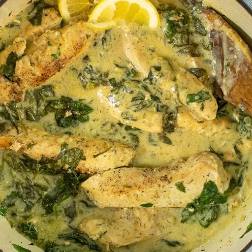 Fricandó de pollo al estilo griego Avgolemono