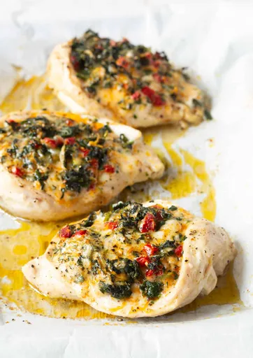 Pechuga de pollo rellena de espinacas