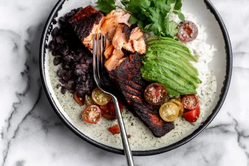 Crispy Blackened Fish with Cilantro Cream Sauce