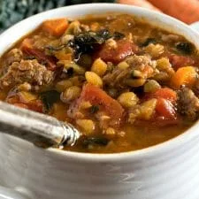Tomato Lentil Soup with Sausage