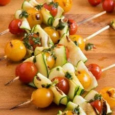 Zucchini Tomato Skewers with Fresh Herb Dressing