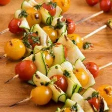 Zucchini Tomato Skewers with Fresh Herb Dressing