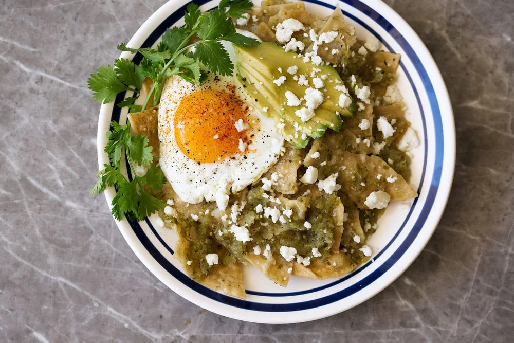 Chilaquiles Verdes with a Fried Egg