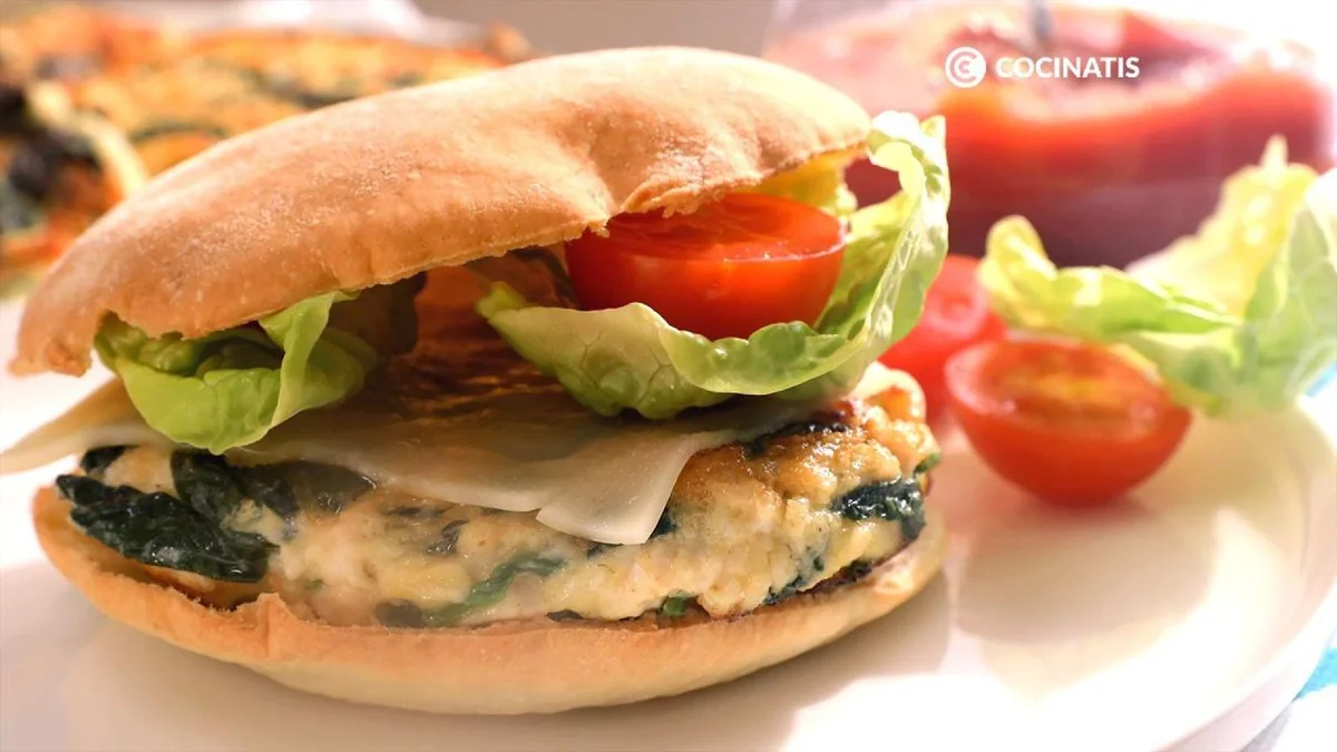Hamburguesas de pollo y espinacas