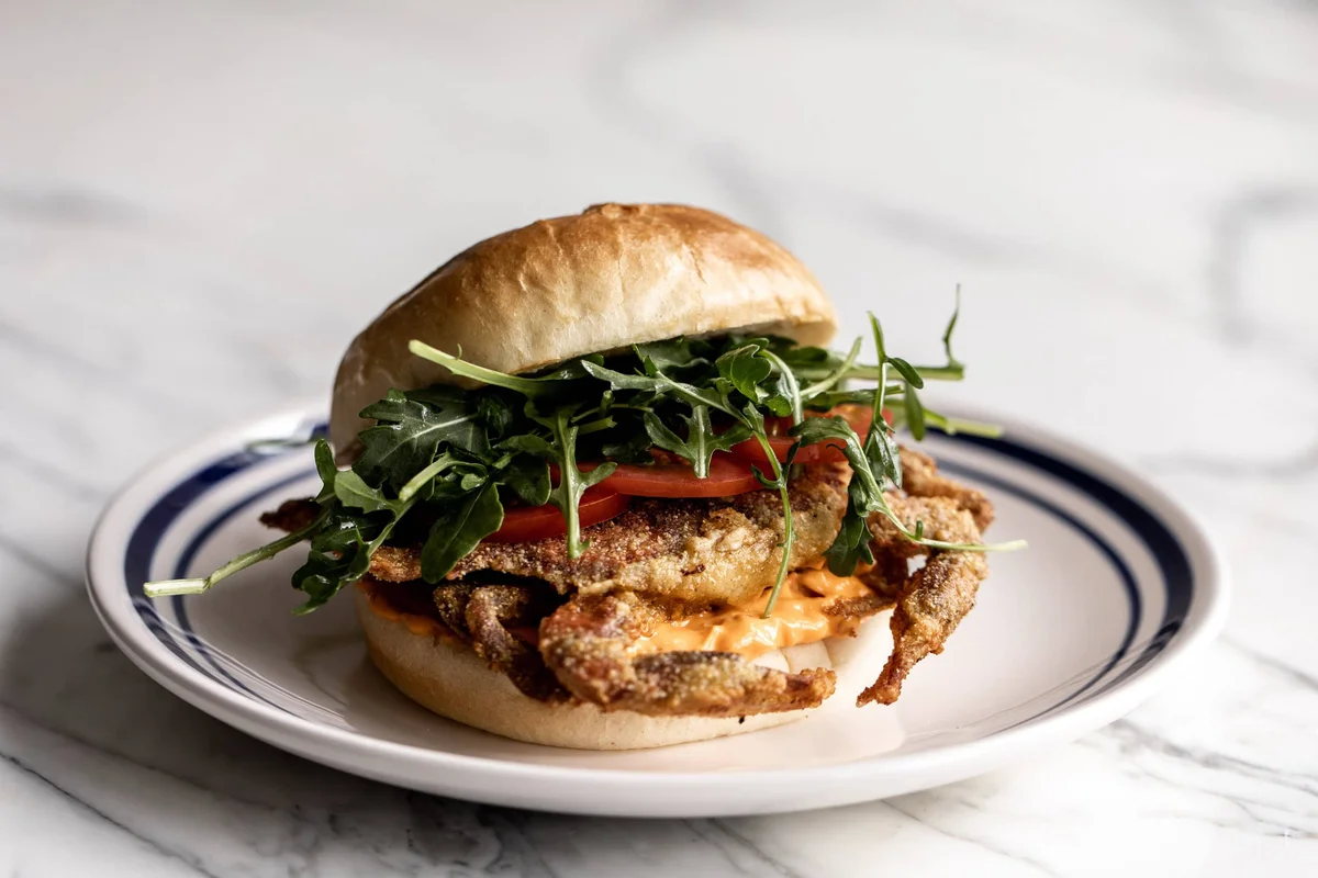 Crispy Soft Shell Crab Sandwich with Calabrian Chili Mayo
