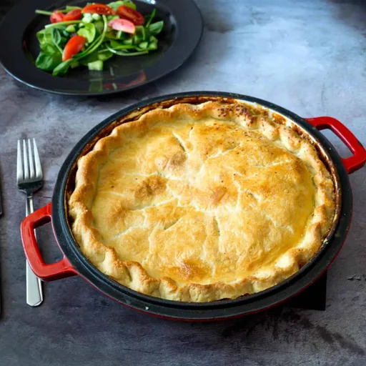 Pastel de pollo con masa de tarta