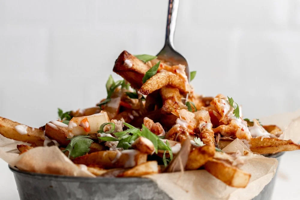 Duck Fat Fries with Duck Confit & Kimchi