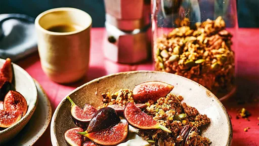 Yogurt bowl with macerated figs and miso granola