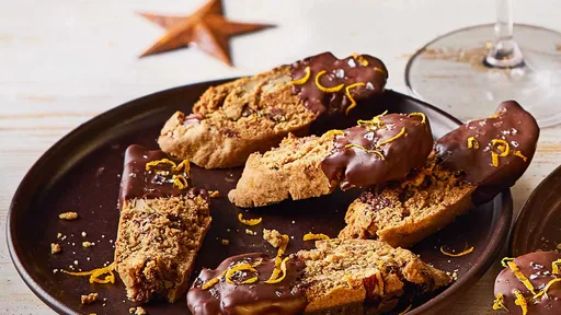 Pecan and orange cookie dough biscotti