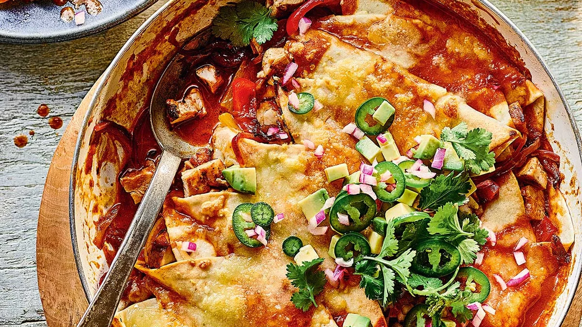 All-in-one chicken enchiladas