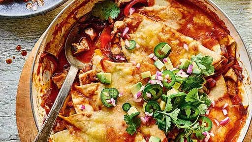 Enchiladas de pollo en una sola sartén