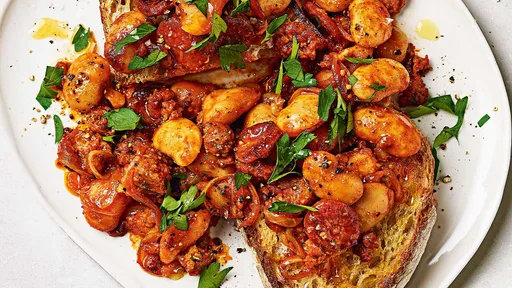 Cheat's fabada on toast