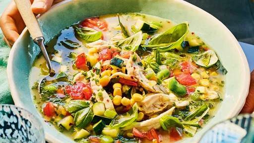 Chicken succotash broth
