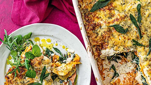 Stilton, butternut and spinach lasagne
