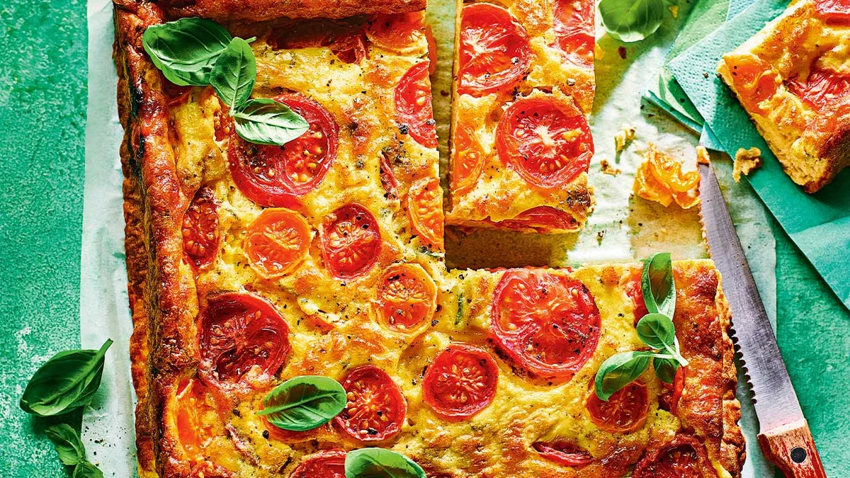 Summer tomato and anchovy slice