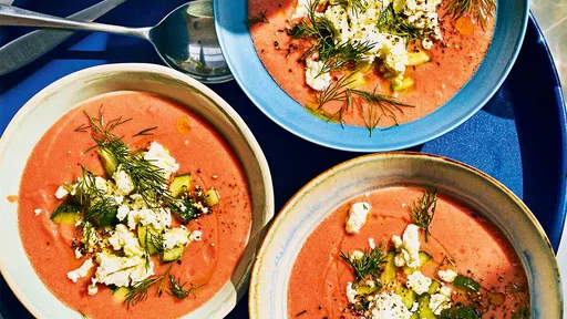 Watermelon gazpacho with cucumber and feta