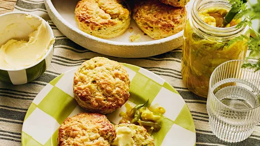 Cheese and piccalilli scones
