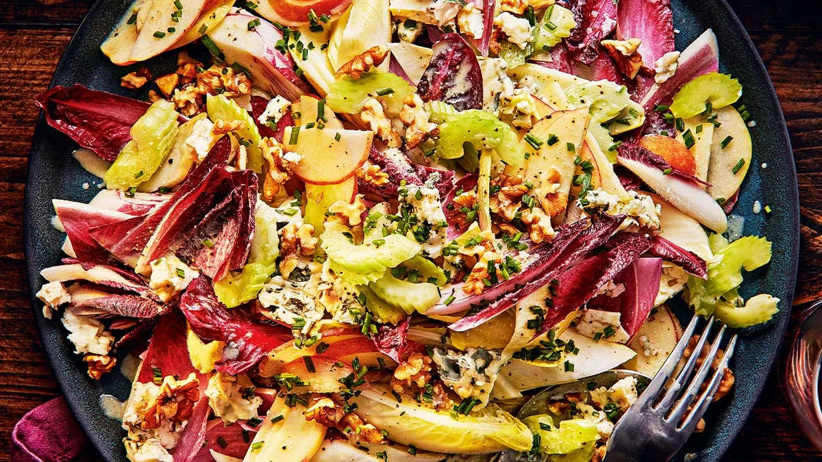 Chicory, walnut and roquefort salad