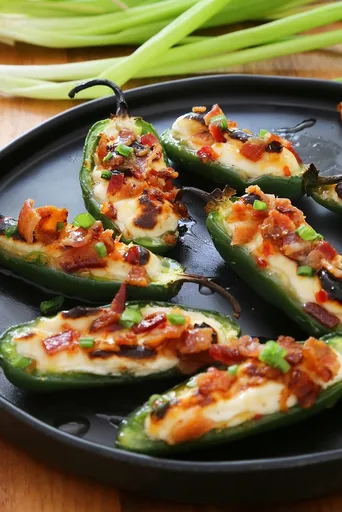 Jalapenos rellenos de bacon y queso de cabra