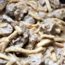 Crockpot French Onion Beef and Noodles
