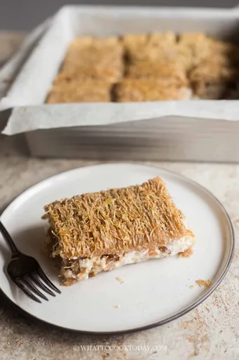 Easy Knafeh (Kunafa) with shredded wheat