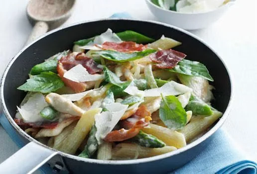 Creamy Chicken, Asparagus and Prosciutto Pasta