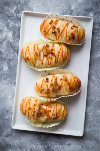 Panecillos Estilo Panadería China con Jamón, Queso y Mayonesa (con Poolish)