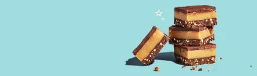 Barrita de caramelo y mantequilla de cacahuete con base de galleta
