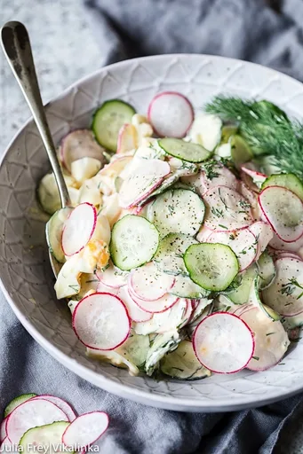 Creamy Dill Cucumber, Radish and Egg Salad