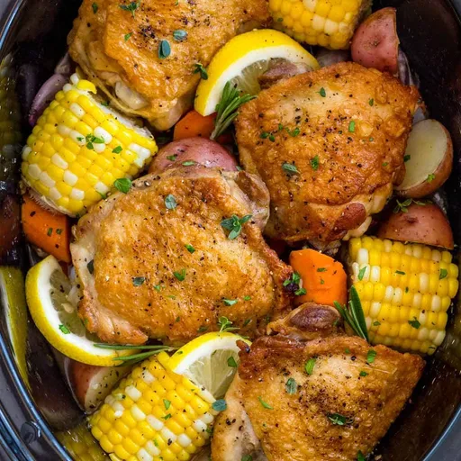 Muslos de pollo en olla de cocción lenta