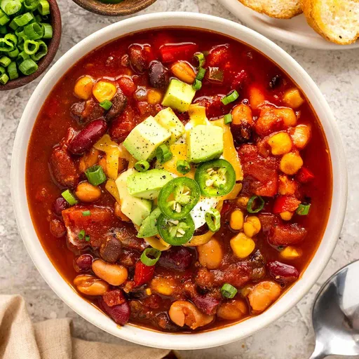 Chili vegetariano en olla de cocción lenta