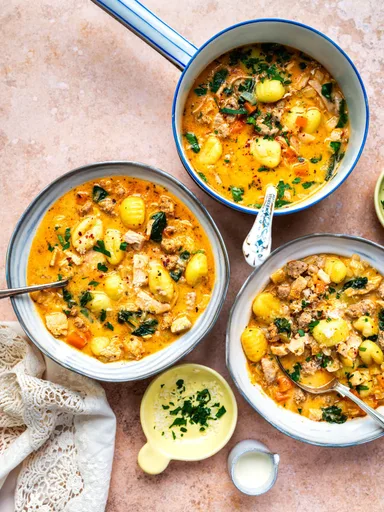 Creamy Sausage Gnocchi Soup with Leftover Turkey