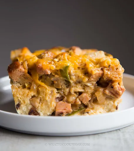 Strata picante de jamón y setas