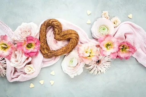 Heart-shaped vegan churros