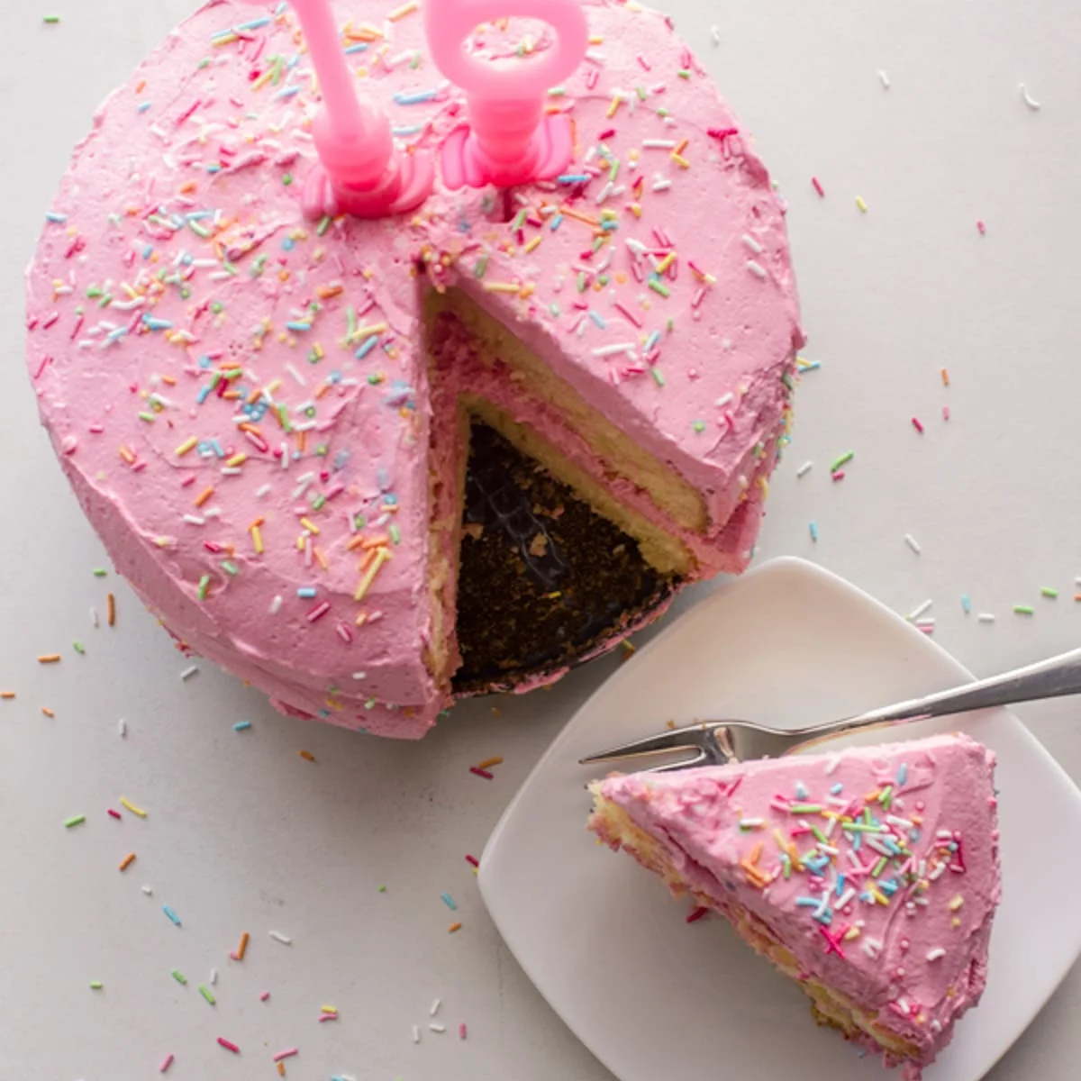 Frosted Vanilla Birthday Cake