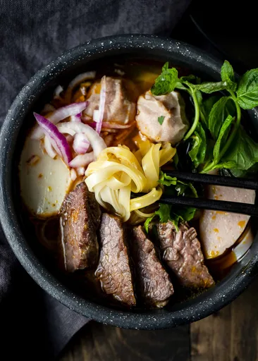 Bun Bo Hue (Vietnamese Spicy Beef Noodle Soup)