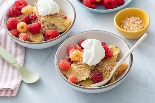 Avena horneada con crema de coco