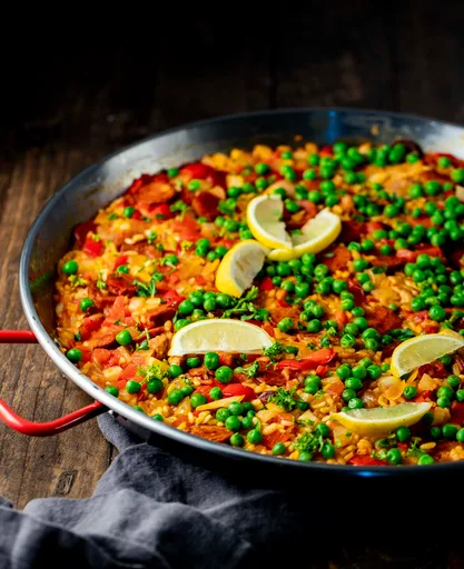 Paella Española de Pollo y Chorizo