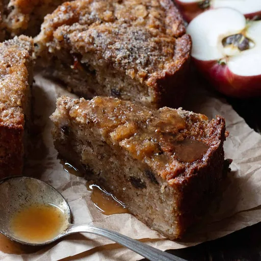 Apple Hazelnut Cake with Toffee Sauce