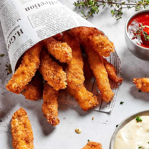 Tiras de Pollo Crujientes con Alioli de Ajo