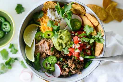 Cheesy Beef and Bean Burrito Rice Bowls