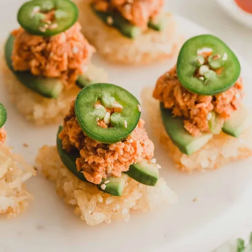 Crispy Sushi Rice with Spicy Salmon